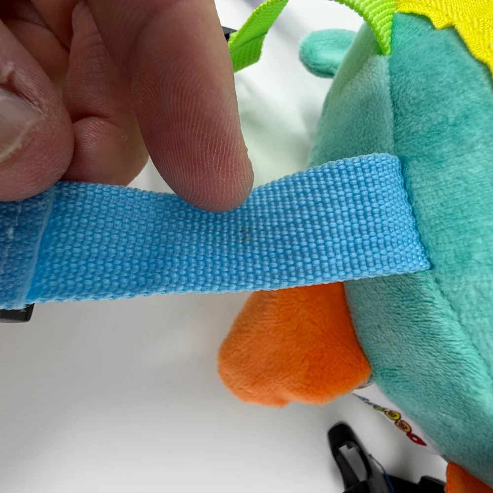 Beetoy Owl Sensory Buckle Toy Toddler Fine Motor Skill Travel Plush Teal Blue
